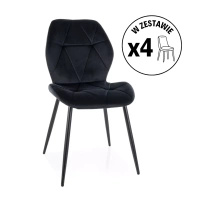 Zestaw 4 krzeseł Rick Velvet czarny