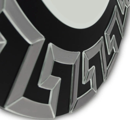 Lustro Verice 80cm srebrne okazałe lustro okrągłe w czarnej ramie