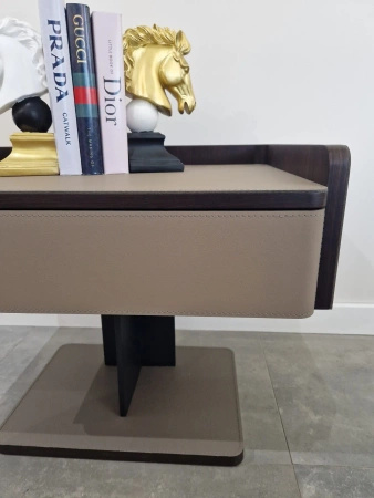 Szafka nocna Lorenzo skóra naturalna fango 55x42x47cm