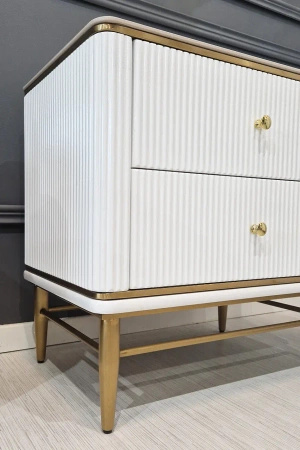 Szafka nocna glamour Violino o biało-złotym wykończeniu