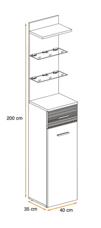 Szafka z półkami wysoka  B, C