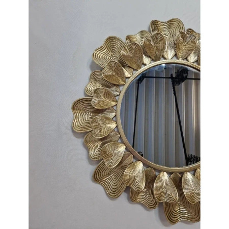 Lustro okrągłe MARIGOLD-Dekoracyjna Metalowa Rama z metaloplastyki w Stylu Glamour