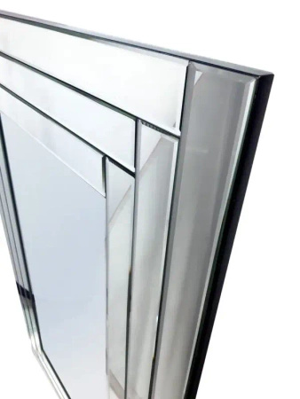 Lustro prostokątne Penelopa 80/120cm w stylu glamour z ramą z lustrzanych fragmentów o delikatnej fazie