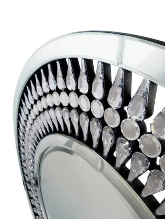 Lustro okrągłe glamour Marzano 80cm w dekoracyjnej ażurowej ramie ozdobionej kryształkami