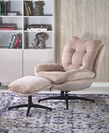 PESTO fotel z podnóżkiem / funkcja kołyski, beżowy