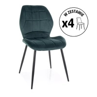 Zestaw 4 krzeseł Jake Velvet zielony
