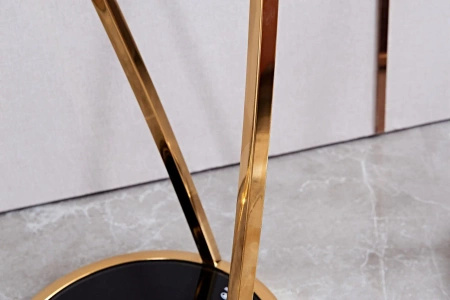 Santes złoty stolik na kwiaty i ozdoby ze szklanym przyciemnianym blatem Medium