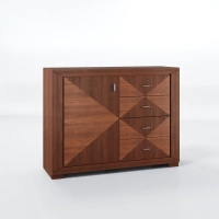 Komoda klasyczna dąb kasztanowy 130x100x43 cm z intarsją CUBE