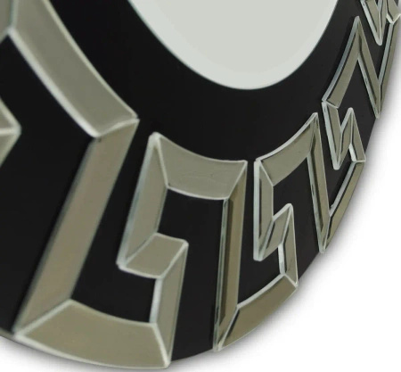 Lustro Verice 80cm szampańskie okazałe okrągłe w czarno-złotej ramie