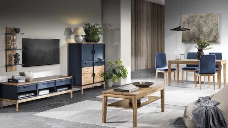 Półka wisząca do salonu Granada 90x30x21 cm z litego drewna dębowego antracyt