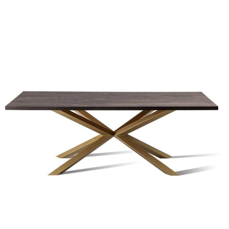 Stół nierozkładany IMPERIAL 240 cm fornir dąb onyx + złoty postument