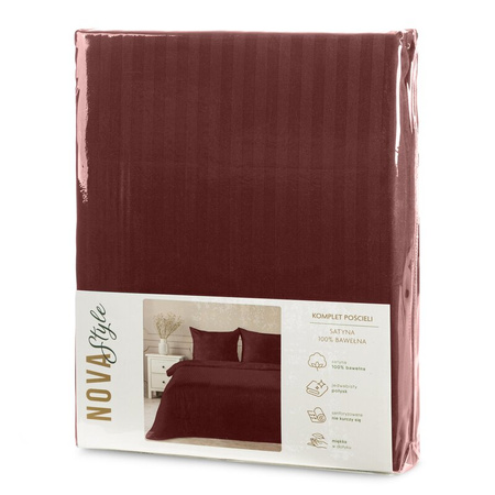 KOMPLET POŚCIELI SATYNOWEJ VERA 220 X 200 CM BURGUNDOWY