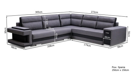 Narożnik A2 305x272 cm z funkcją spania