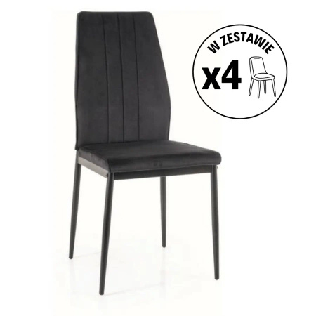 Zestaw 4 krzeseł Atom Velvet czarny