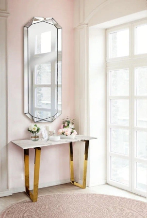 Lustro Tiora 55/160cm z ramą w postaci szlifowanego kryształu smukłe prostokątne