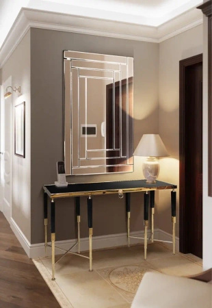 Lustro prostokątne Penelopa 80/120cm w stylu glamour z ramą z lustrzanych fragmentów o delikatnej fazie