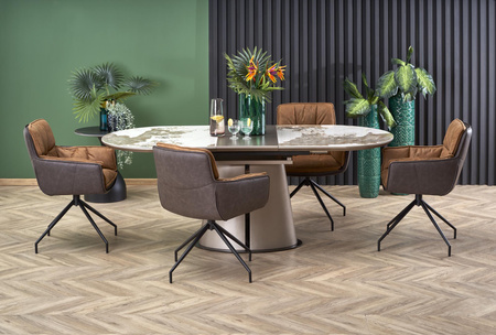 ROBINSON stół rozkładany, beżowy marmur / cappuccino / czarny (3p=1szt)