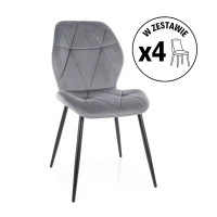Zestaw 4 krzeseł Rick Velvet szary
