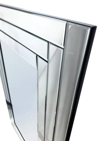 Lustro prostokątne Penelopa 80/140cm w stylu glamour z ramą z lustrzanych fragmentów o delikatnej fazie