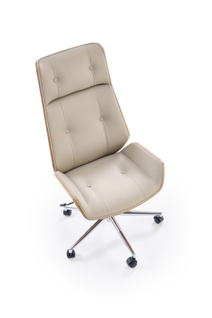 Fotel gabinetowy Webster orzechowy beżowy - tapicerowany do gabinetu