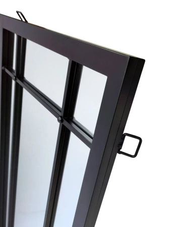 Lustro Brooklyn 140/70cm w stylu loft okienne z czarnymi szprosami i stalową ramą
