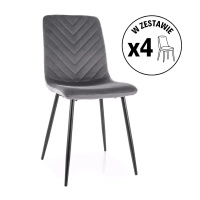 Zestaw 4 krzeseł Daren Velvet szary