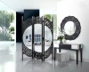 Lustro okrągłe Orsini 110cm wyrafinowane w czarnej ażurowej ramie