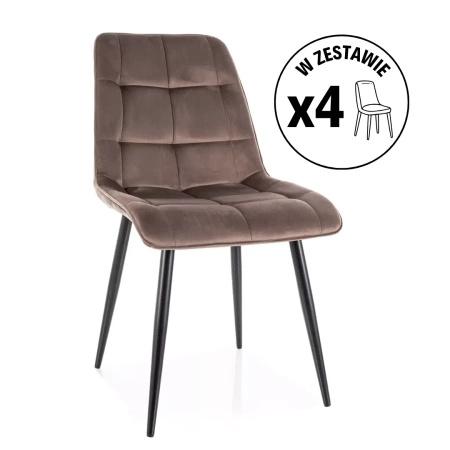 Zestaw 4 krzeseł Chic Velvet cappuccino