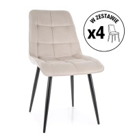 Zestaw 4 krzeseł Chic Velvet jasny beżowy