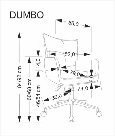 DUMBO fotel obrotowy jasny popiel