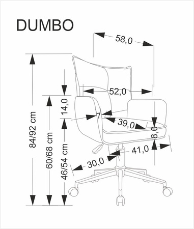 DUMBO fotel obrotowy jasny popiel