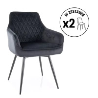 Zestaw 2 krzeseł Marlo Velvet czarny