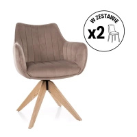 Zestaw 2 krzeseł Azalia D Velvet ciemny beżowy jesion