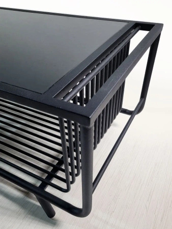 Stolik kawowy Bonda 100/50cm czarny z czarnym hartowanym szkłem