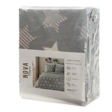 KOMPLET POŚCIELI FLANO 4 220 X 200 CM SREBRNY