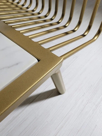 Stolik kawowy Esonne glamour 100/52cm złoty z białym marmurowym blatem