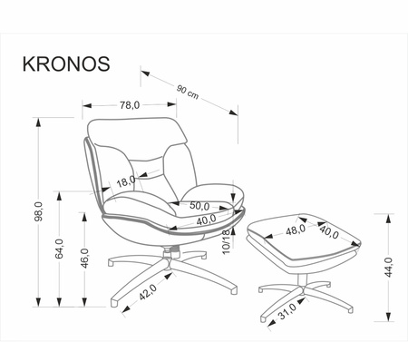 KRONOS fotel z podnóżkiem, beżowy / wielobarwny (1p=1szt)