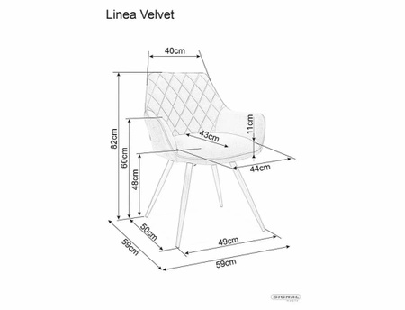 Zestaw 2 krzeseł Linea Velvet beżowy