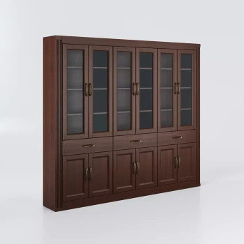 Biblioteczka klasyczna 6-drzwiowa 37x261x230 cm dąb czekoladowy/ kasztanowy Classic