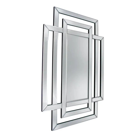 Lustro prostokątne Zita 80/120cm w stylu glamour z ramą w kształcie przeplatających się lustrzanych prostokątów