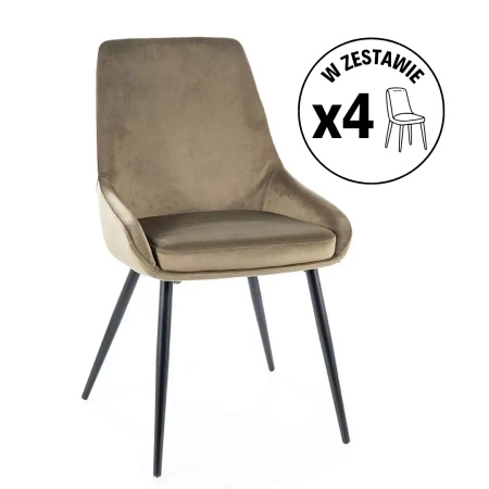 Zestaw 4 krzeseł Cobe Velvet oliwkowy
