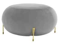 Pufa szara Royan 80/40cm z dystyngowanymi złotymi nóżkami