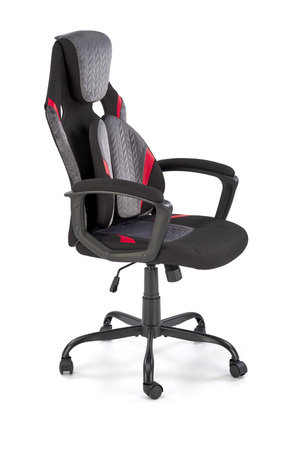 JENSEN fotel gabinetowy, czarny - popielaty - czerwony