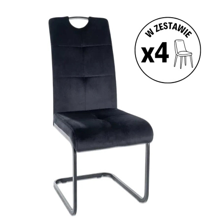 Zestaw 4 krzeseł Axo Velvet czarny
