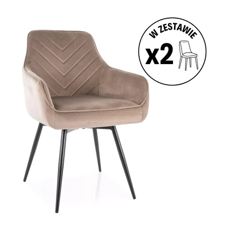 Zestaw 2 krzeseł Servio Velvet ciemny beżowy