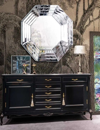 Lustro ośmiokątne Fantuzzi 100/100cm w dekoracyjnej lustrzanej ramie