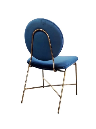 Krzesło niebieskie Rossario 51/88/64cm na złotym misternym stelażu ozdobne welurowe