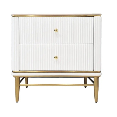 Szafka nocna glamour Violino o biało-złotym wykończeniu