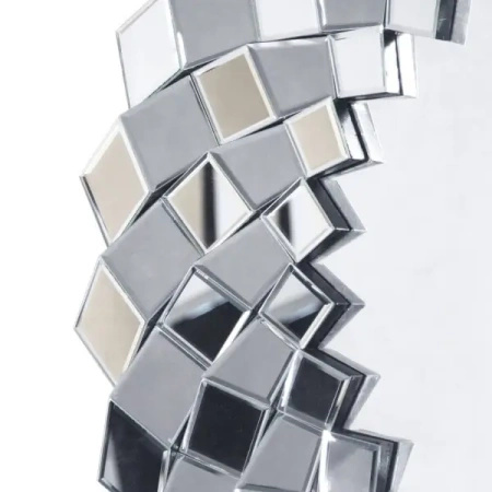 Lustro okrągłe Sandra 91cm w stylu glamour w lustrzanej trójwymiarowej ramie