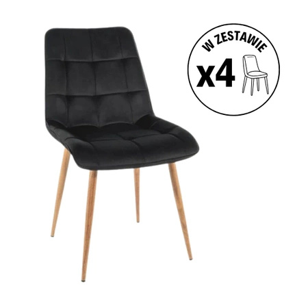 Zestaw 4 krzeseł Chic D Velvet czarny